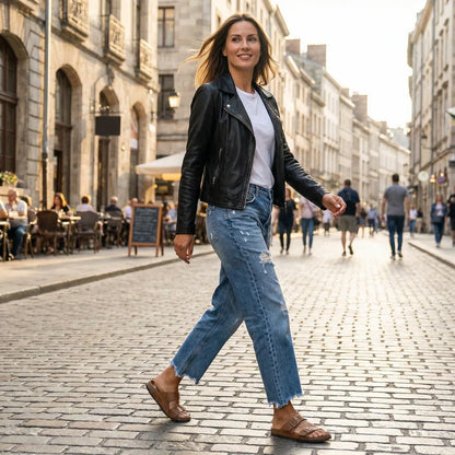 Ella | Retro Cropped Straight Jeans med Høj Talje